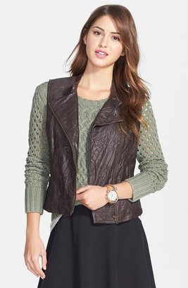 Halogen Crinkled Leather Moto Vest (Regular & Petite) (Online Only)