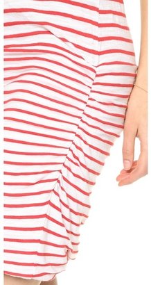 Monrow Red Striped Shirred Dress