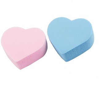 uxcell Lady Facial Cleaning Tool Pink Blue Heart Shape Cotton Pads 2 Pcs