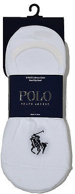 Polo Ralph Lauren 3 Pack No Show Liner Socks Womens Non Slip Heel One Size V301