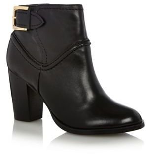 J by Jasper Conran Designer black leather piped buckle detail high ankle boots