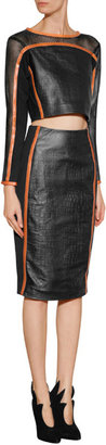 Jonathan Simkhai Embossed Leather Pencil Skirt with Stretch Paneling