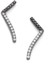 Black Diamond PHYNE by Paige Novick Elisabeth & Blackened 14K White Gold Short Curved Bar Earrings