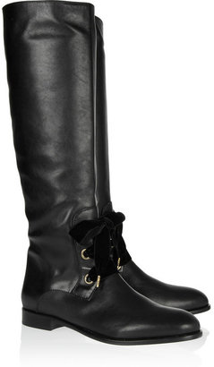 RED Valentino Leather lace-up knee boots