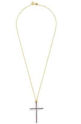 GUESS Gold and Black Rhodium-Plated Cross Necklace