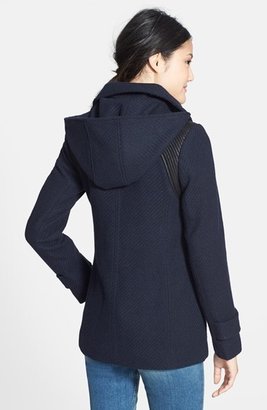GUESS Faux Leather Trim Duffle Coat with Removable Hood (Online Only)
