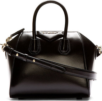 Givenchy Black Leather Antigona Mini Duffle Bag