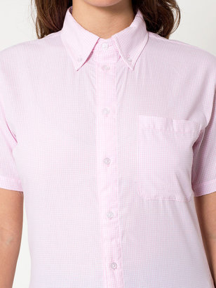 American Apparel Unisex Gingham Short Sleeve Button-Down with Pocket