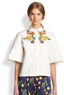 Suno Fruit-Embroidered Boxy Cotton Shirt