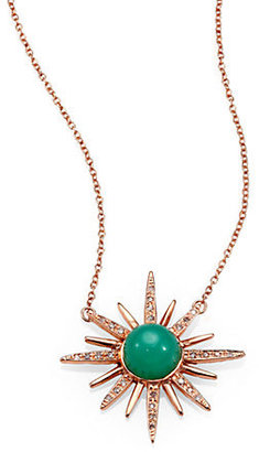 Jacquie Aiche Chrysoprase, Diamond & 14K Rose Gold Starburst Pendant Necklace