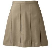 Lands' End Women's Solid Box Pleat Skirt Above Knee