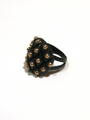 BRIANA ERIN 18k gold and black fishnet ring