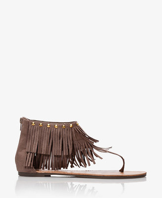 Forever 21 Faux Suede Fringe Thong Sandals