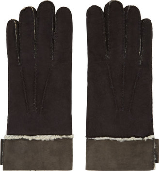 Dolce & Gabbana Black Nubuck & Shearling Gloves
