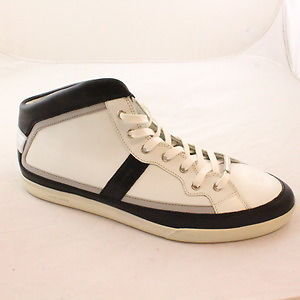 Christian Dior MENS AW10 SLANTED HI TOP WHITE LEATHER TRAINERS - Size 11