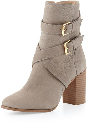 Kate Spade Lexy Double-Buckle Ankle Boot, Stone