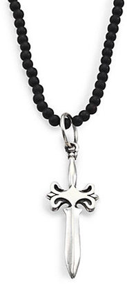 King Baby Studio Onyx Bead & Sterling Silver Dagger Necklace