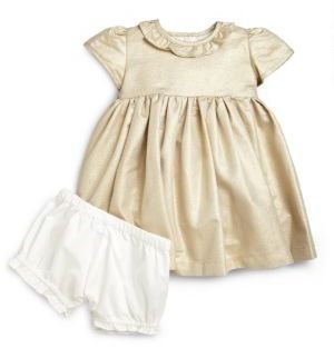 Baby CZ Infant's Two-Piece Metallic Dress & Bloomers Set