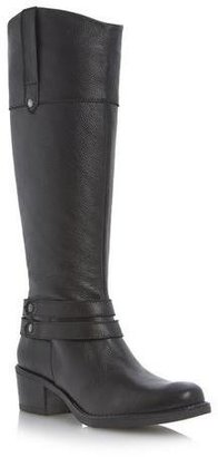 R vianni ladies TISKA - BLACK Strap Detail Leather Riding Boot