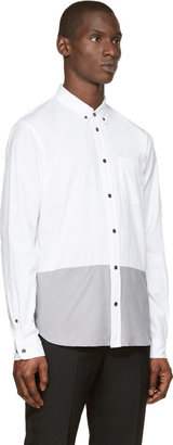 Marc by Marc Jacobs White & Grey Blocked Oxford Shirt