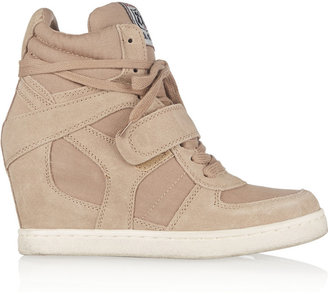 Ash Cool washed-suede and canvas wedge sneakers