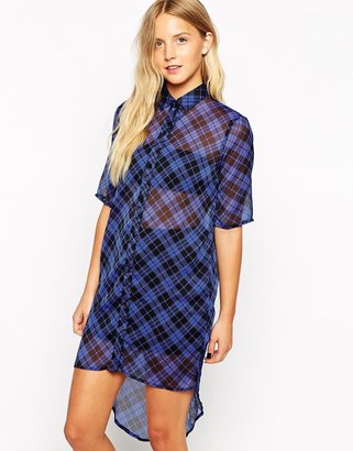 Influence Checked Midi Dress With 3/4 Sleeves