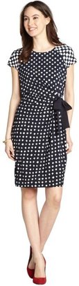 Taylor navy and ivory printed cap sleeve side tie dress