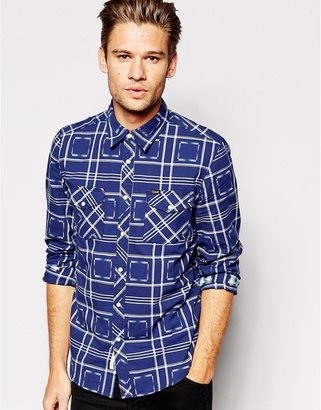 Lee Shirt Slim Fit Western Jaquard Check - Medievil blue