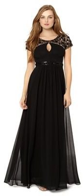 Jenny Packham No. 1 Designer black embellished shoulder maxi dress