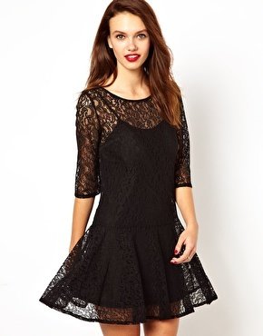 French Connection French Connection;;NOTGOOGLE;; Lace Dress With Drop Waist
