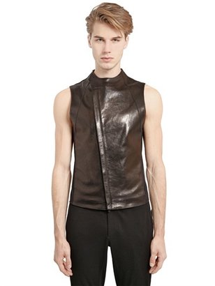 Emporio Armani Nappa Leather & Viscose Jersey Vest
