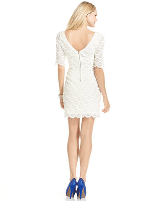 GUESS Short-Sleeve Scalloped Lace Dress