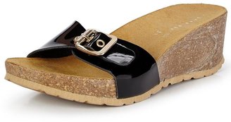 Shoebox Shoe Box Kourtney Low Wedge Footbed Buckle Front Sandals
