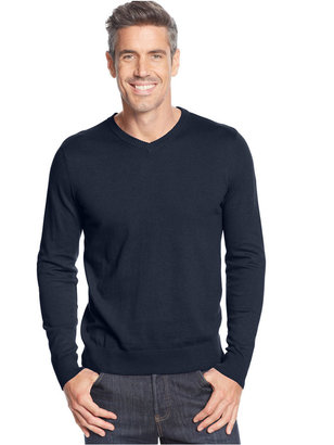 John Ashford Big and Tall Solid V-Neck Sweater