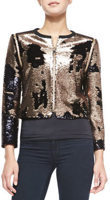Ted Baker Blubele Cropped Sequined Zip-Front Jacket