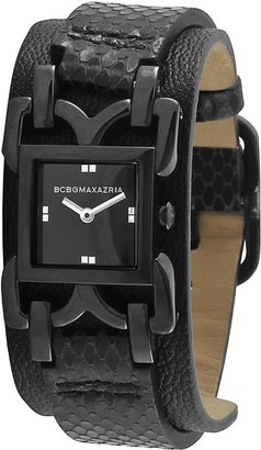 BCBGMAXAZRIA Leather Releve Cuff-strap Black Dial Women's watch #BG6301