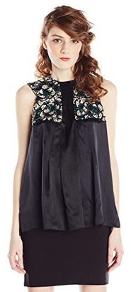 E.m. {EM} Reservoir Women's Embroidered Lily Top XS Black