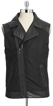 Calvin Klein Slim Fit Linen and Leather Vest