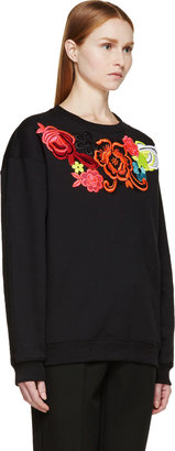 Christopher Kane Black & Fluorescent Floral Lace Sweatshirt