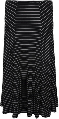 Yours Clothing Black Jersey Panelled Maxi Skirt With Grey Stripe Print