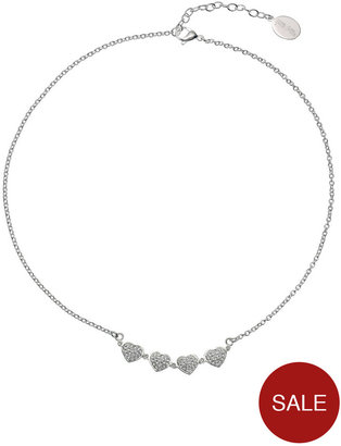 Folli Follie Crystal Set Heart 4 Heart Silver Plated Necklace