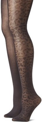 Betsey Johnson Women's 2 Pair Pack Snow Leopard Tights