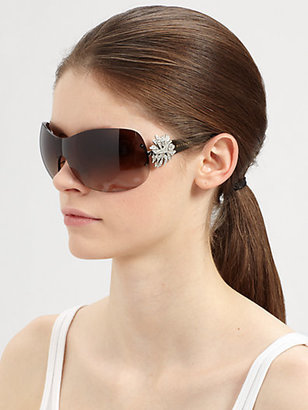 Bulgari BVLGARI Crystal Starburst Oversized Shield Sunglasses