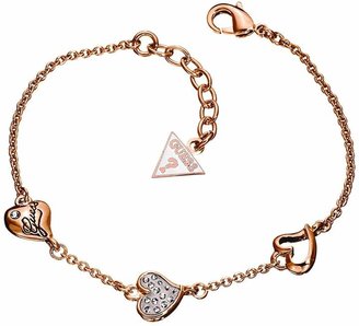 GUESS Triple Heart Crystal and Rose Gold Bracelet