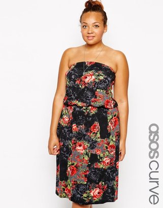 ASOS CURVE Exclusive Midi Dress In Rose Print