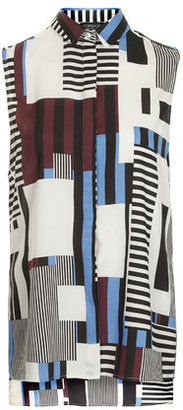 Topshop Womens Sleeveless Striped Shirt - Multi