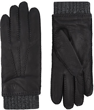 Armani Jeans Wool-Lined Leather Gloves
