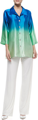 Caroline Rose Ombre Charmeuse Button-Front Shirt, Women's
