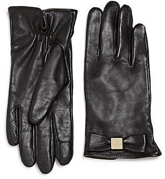 Kate Spade Bow Logo Leather Gloves