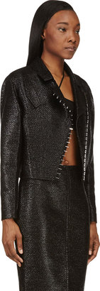 Versace Black Glossy Basketwoven Jacket